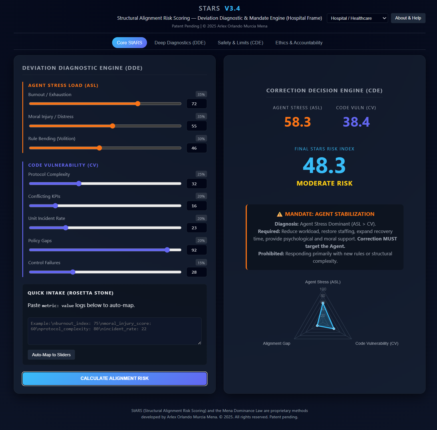 StARS dashboard image